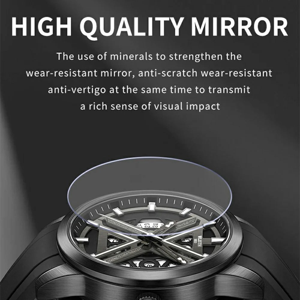 WLISTH 6183 Simple Stylish Luminous Quartz Watch with Silicone Strap - Black - 3