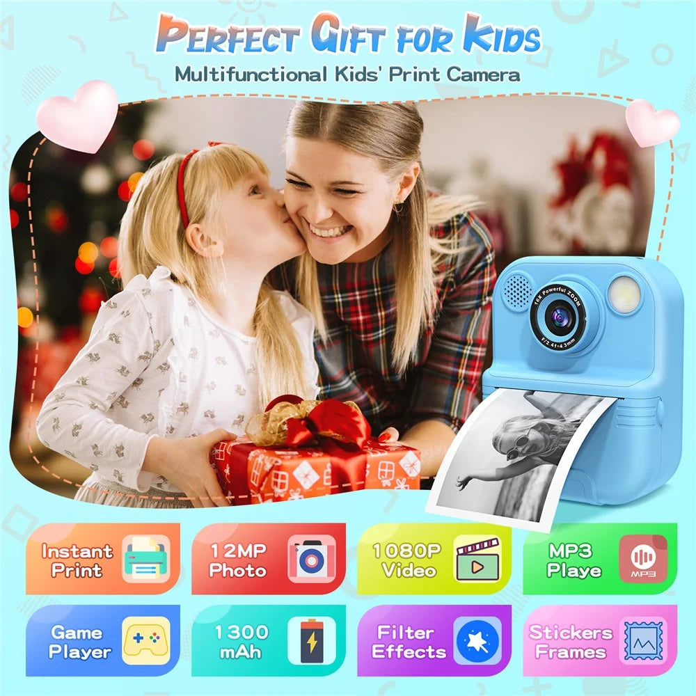 E8 Multifunctional Kids Dual Lens Camera 2.4 Inch Screen Photo Printing Video Recorder - Blue - 2