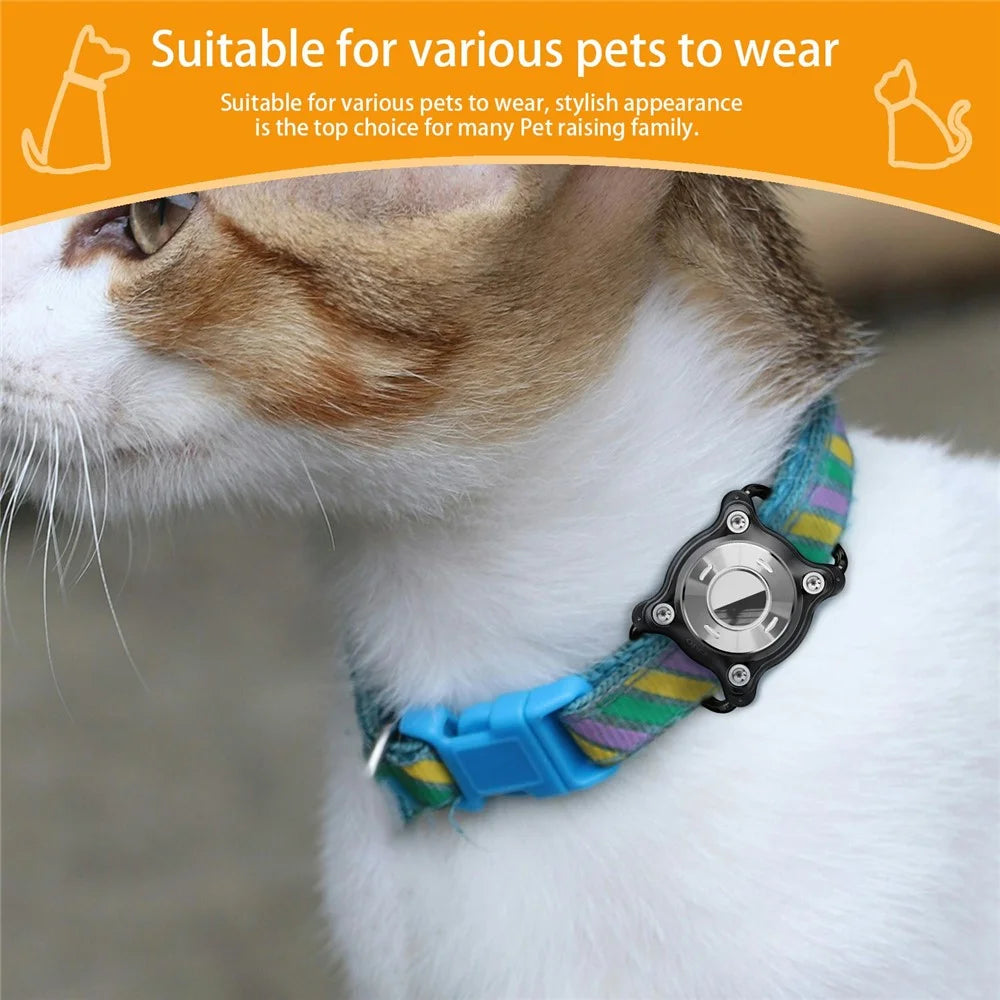 For AirTag Anti Drop Protective Case Pet Collar Bluetooth-compatible Tracker Waterproof Cover with Bell - Black - 6