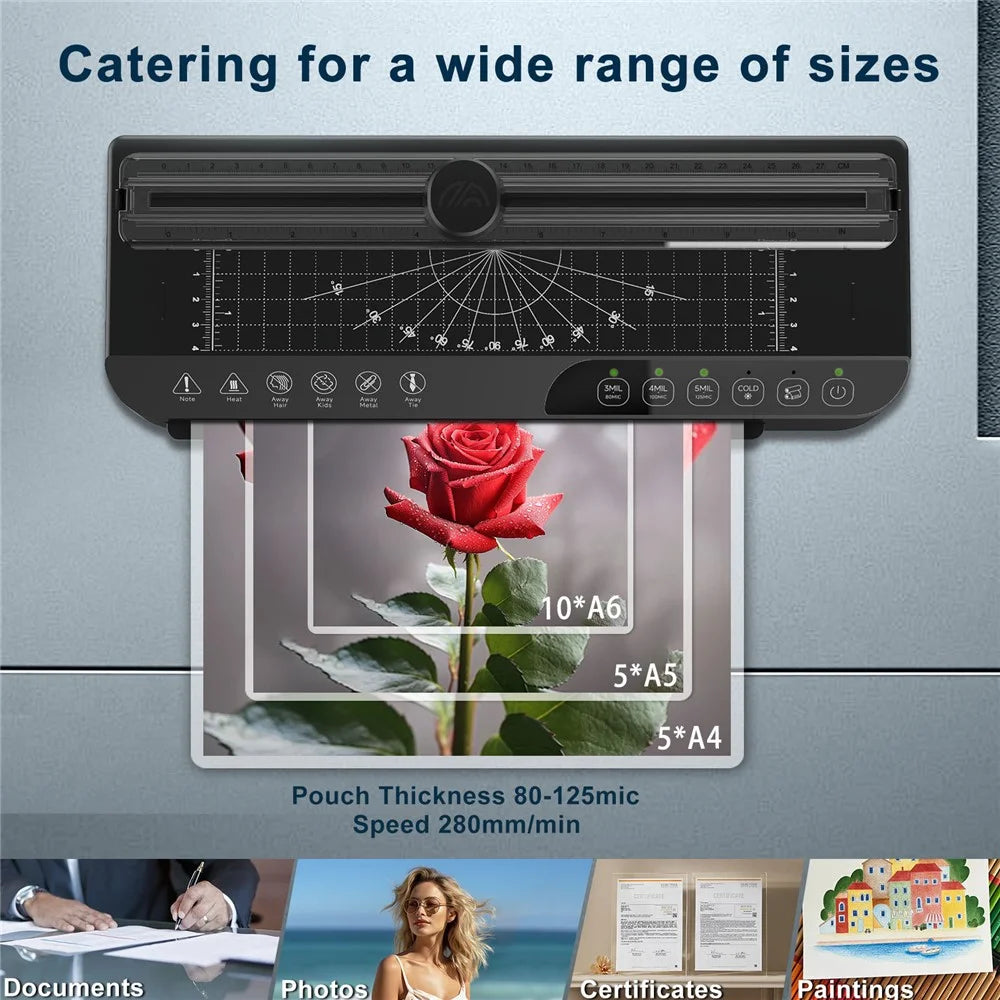 FNL008 Smart A4 Laminator Home Office Photo Laminating Machine with A4 A5 A6 Films and Corner Rounder - US Plug - 4