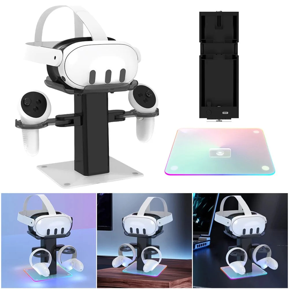 Storage Rack for Meta Quest 3S / Quest 3 / Quest 2 VR Headset Charging Stand Controller Desktop Organizer - Black - 2