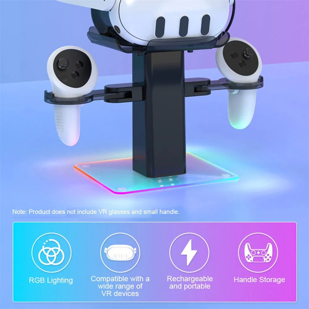 Storage Rack for Meta Quest 3S / Quest 3 / Quest 2 VR Headset Charging Stand Controller Desktop Organizer - Black - 4
