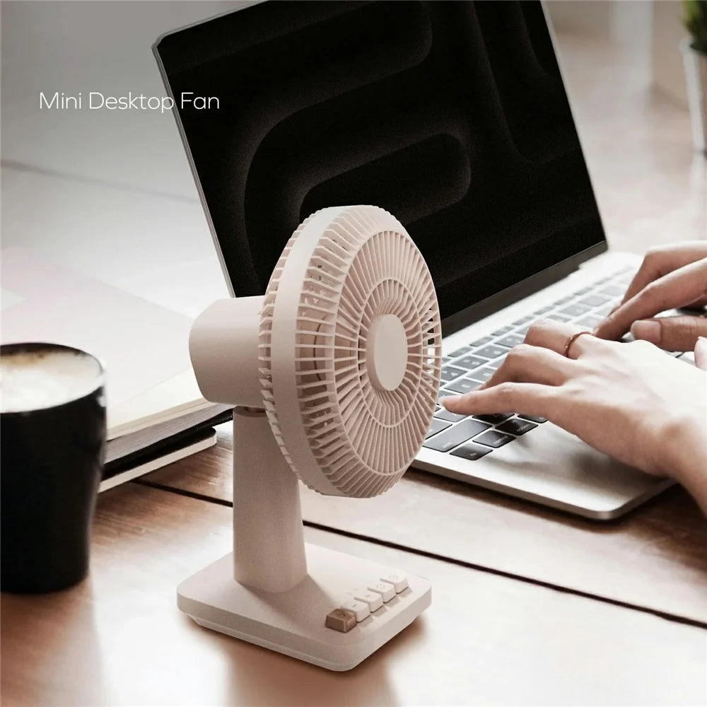 MOMAX 1-Degree Pod Mini Desktop Fan Gentle Breeze Rechargeable 4 Speeds Home Office Fan Cooler - Desert Gold - 3