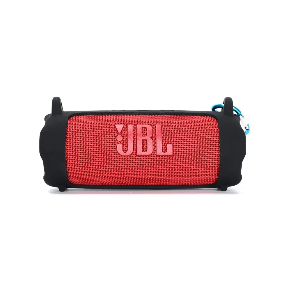 For JBL Flip 7 Speaker Silicone Case Portable Protective Cover with Shoulder Strap / Carabiner - Black - 5