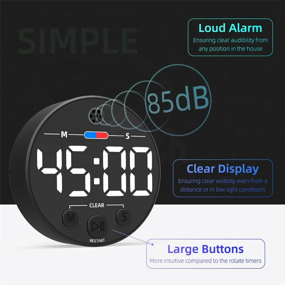 GL320 LLR109 Magnetic LED Timer Digital Display Countdown Clock for Kitchen Baking Timing Tool - White - 3