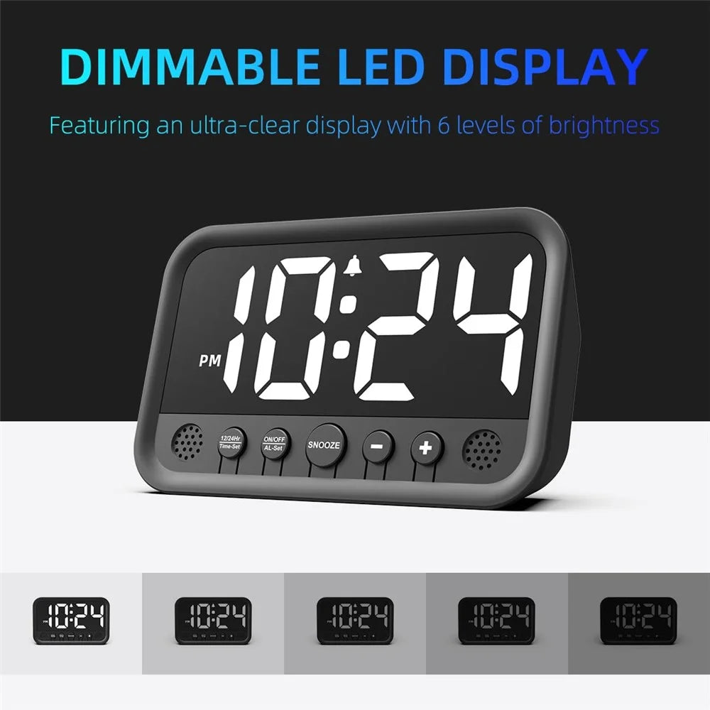 LLR104 Adjustable Volume Digital Alarm Clock USB Powered LED Display Desktop Clock with Snooze Function - White - 6