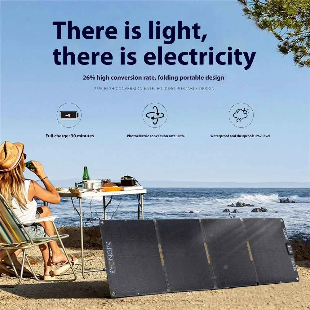 EYONGPV EYA55-23SP4 Foldable Solar Panel Charger for Phone Devices 55W Super Fast Charging Outdoor Power Bank - Black - 3