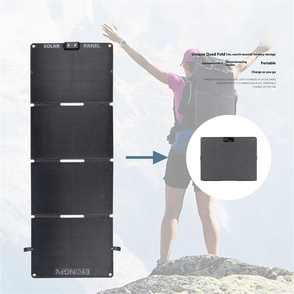 EYONGPV EYA55-23SP4 Foldable Solar Panel Charger for Phone Devices 55W Super Fast Charging Outdoor Power Bank - Black - 5