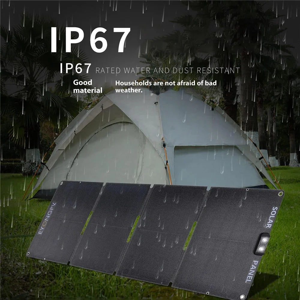 EYONGPV EYA55-23SP4 Foldable Solar Panel Charger for Phone Devices 55W Super Fast Charging Outdoor Power Bank - Black - 6