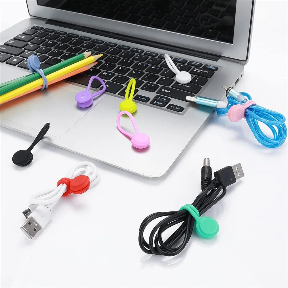 5 Pcs Magnetic Cable Winder Earphone Cord Organizer Silicone Wire Holder Random Color - 2