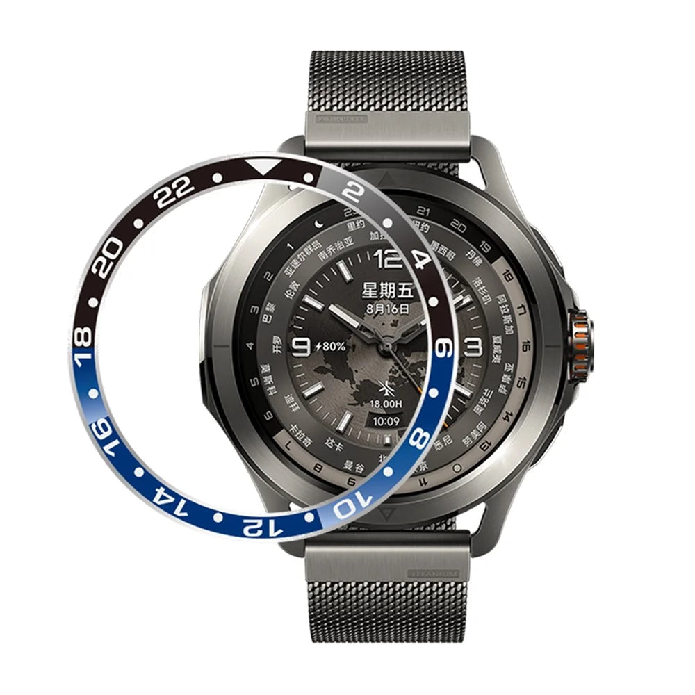 For Xiaomi Watch S4  /  S3 Bezel Ring Aluminum Alloy Dual Color Protective Cover - Black + Blue - 4