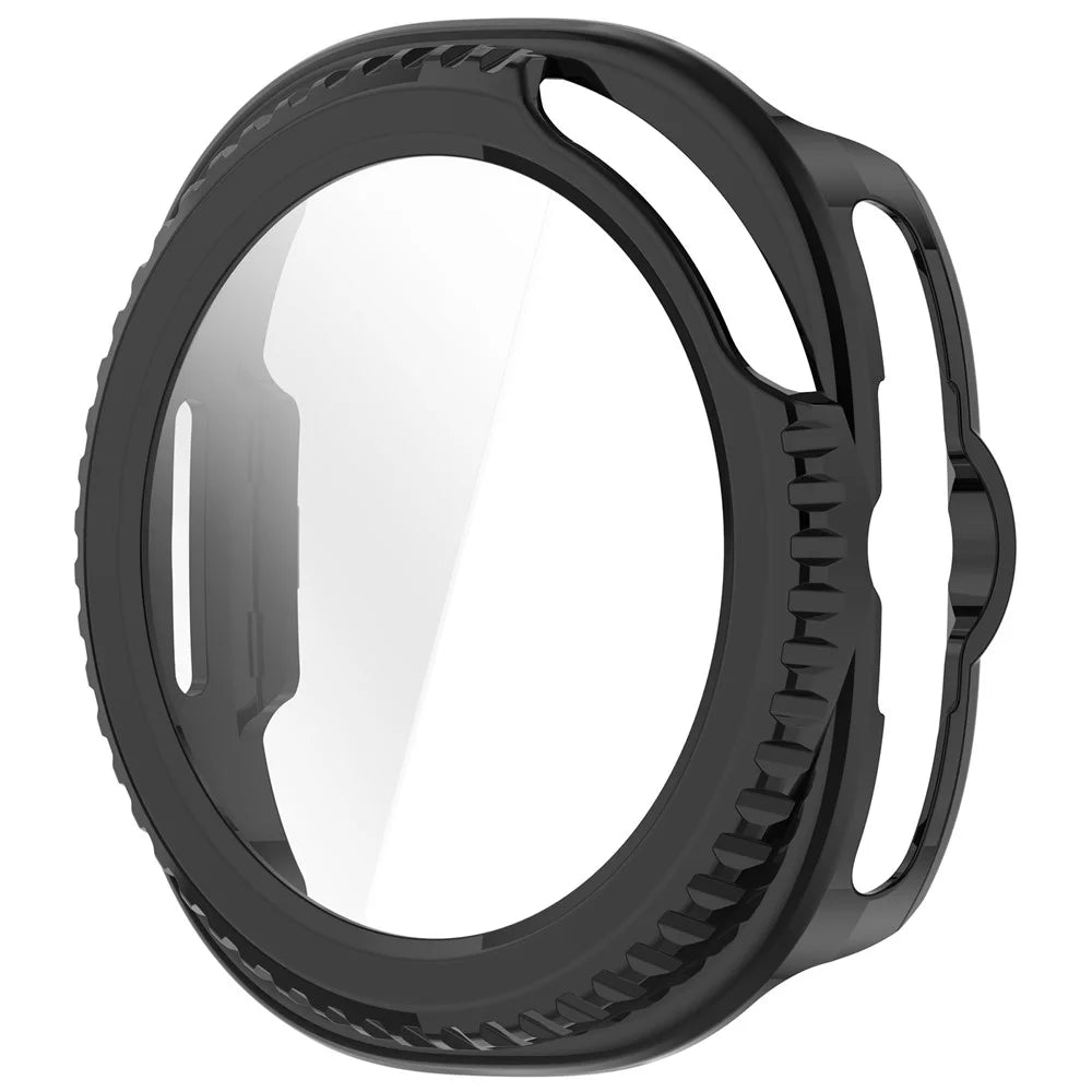For Samsung Galaxy Watch8 Classic 46mm Case Cover PC + Tempered Glass Integrated Watch Protector - Black - 2