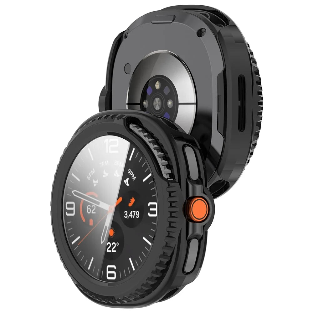 For Samsung Galaxy Watch8 Classic 46mm Case Cover PC + Tempered Glass Integrated Watch Protector - Black - 6