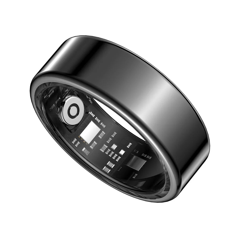 SY02 Solid Color Smart Ring Multifunction Sleep Tracker Blood Oxygen Heart Rate Monitor, with Charging Case - Black / Size 7 - 2