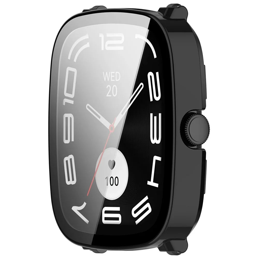 For Haylou RS5 Watch Case with Tempered Glass Screen Protector PC Protective Cover - Black - 3