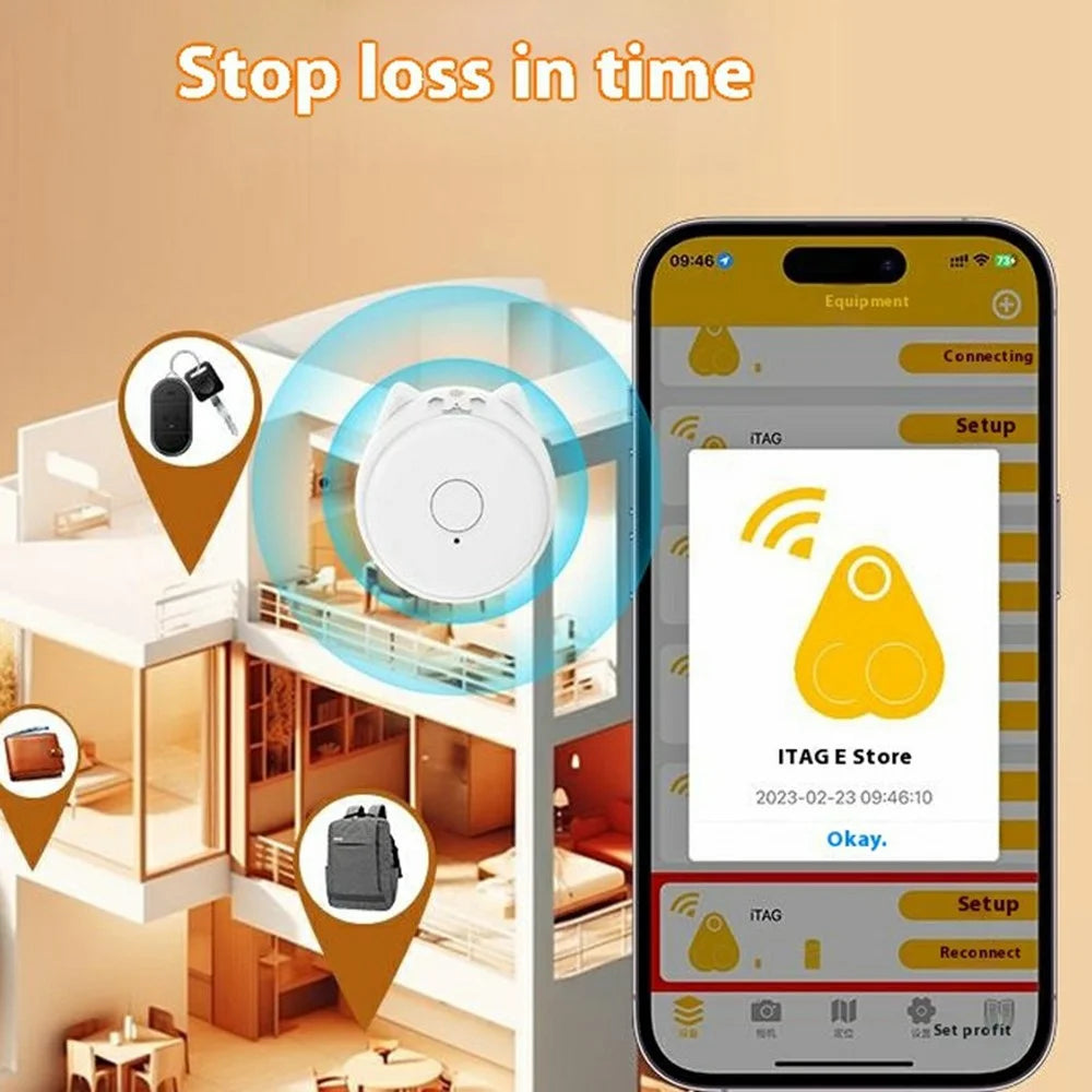 Y22 Cat Ears Design Mini Smart Bluetooth-compatible Anti-Lost Tracker APP Control Portable Locator - White - 3