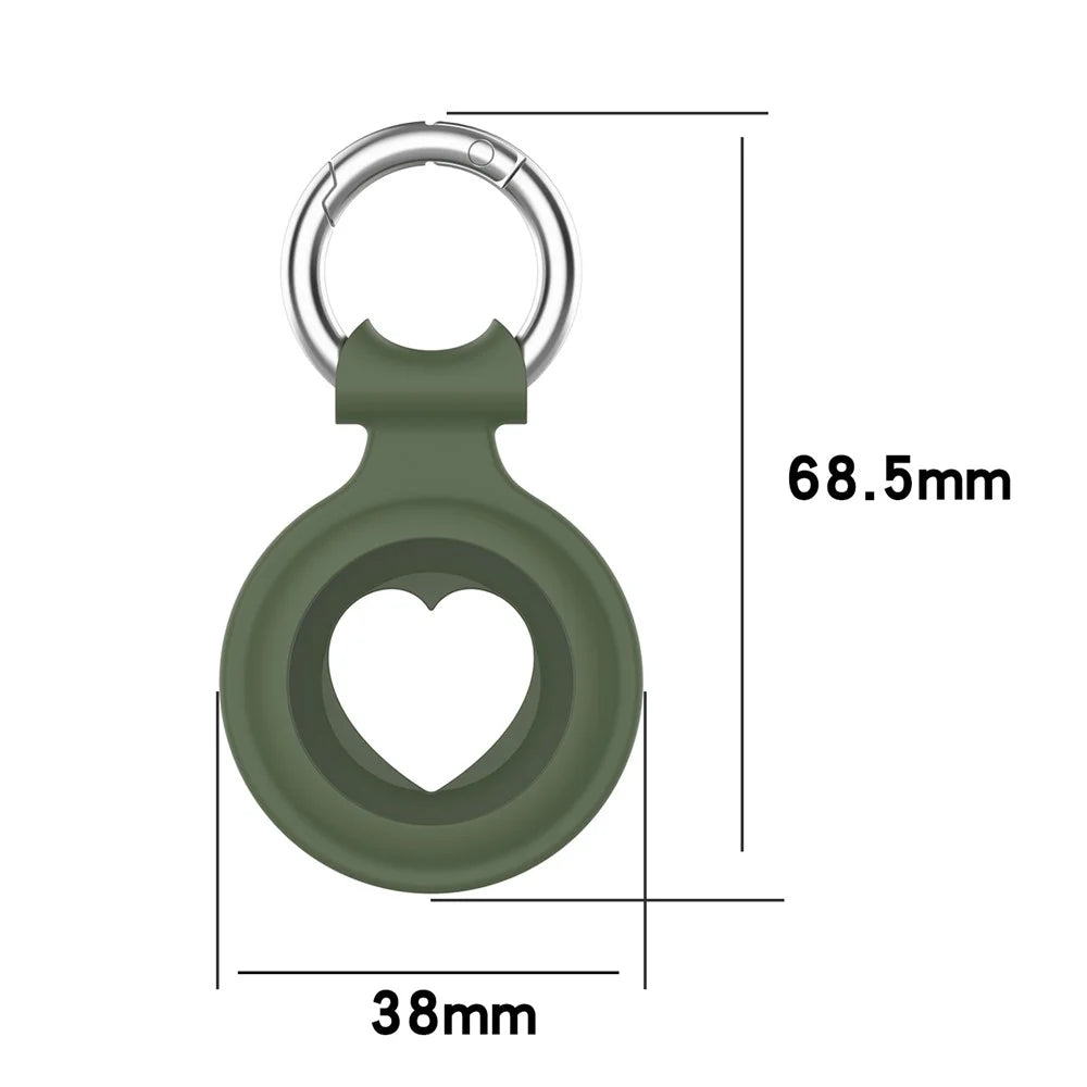 Love Heart Design Silicone Protective Case Cover with Spring Buckle for Apple AirTag Locator - Dark Green - 7