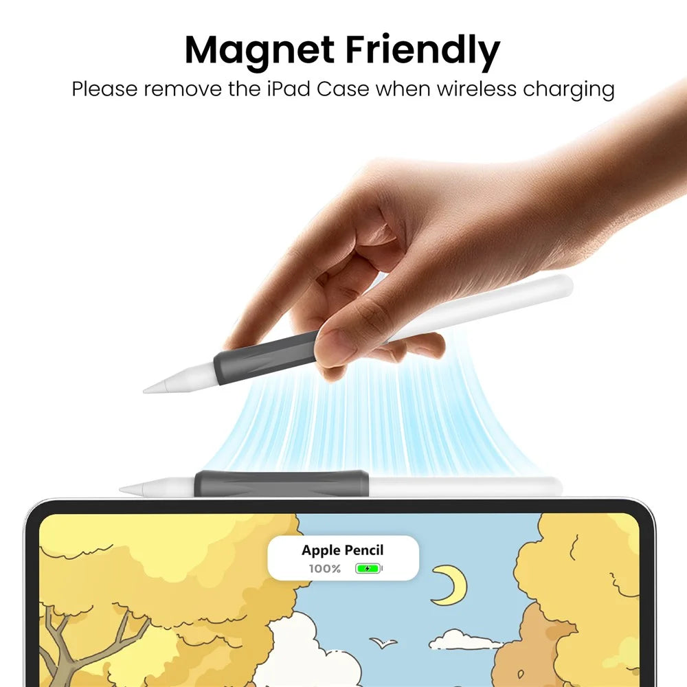 AHASTYLE DD07 Silicone Sleeve for Apple Pencil Pro / Pencil (USB-C) / Pencil (2nd Generation) / Pencil (1st Generation) Stylus Grip Cover - Dark Grey - 3