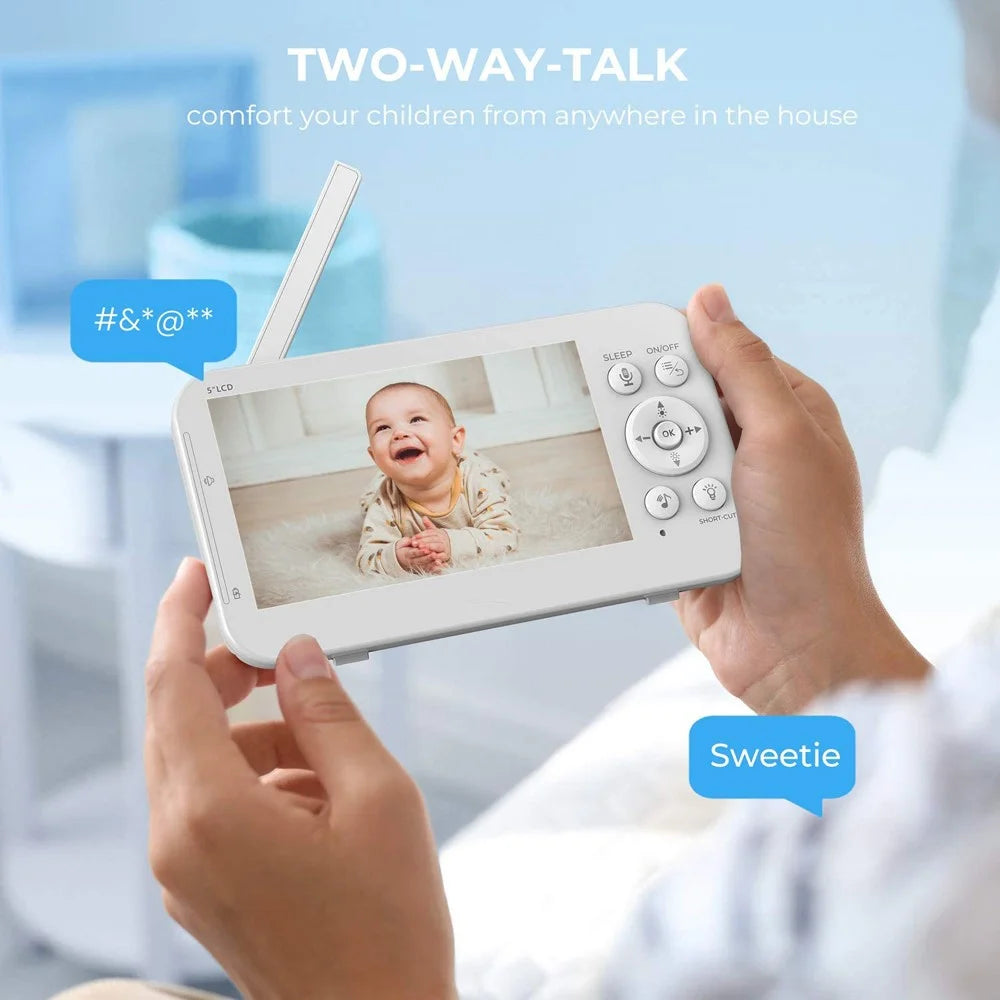 SP960 5 Inch Baby Monitor Two-Way Audio Intercom 720P HD Display Full View RC Home Camera Night Vision - US Plug - 6