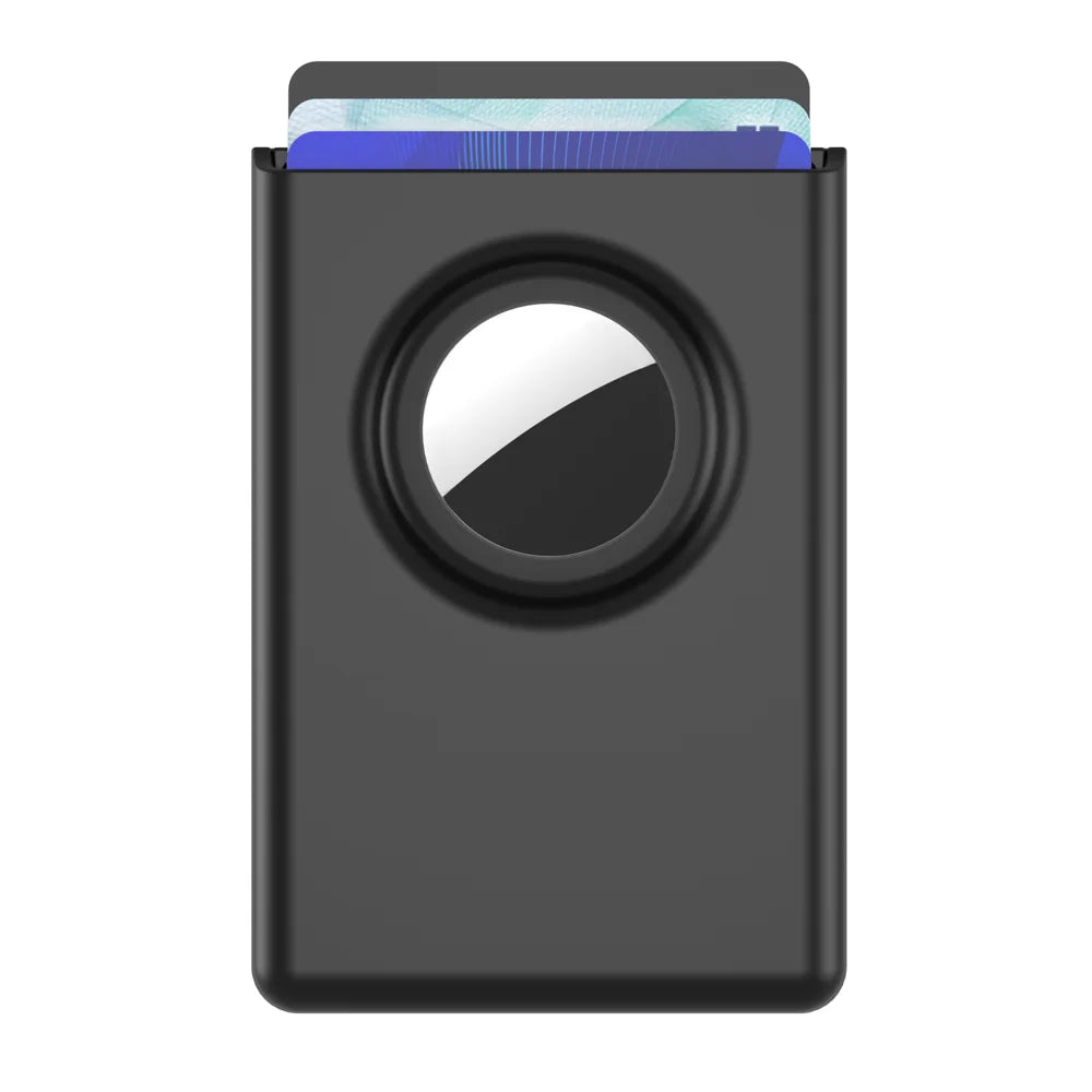 For Apple AirTag Tracker Magnetic Card Holder Hard PC Minimalist Protective Case Compatible with MagSafe - Black - 1