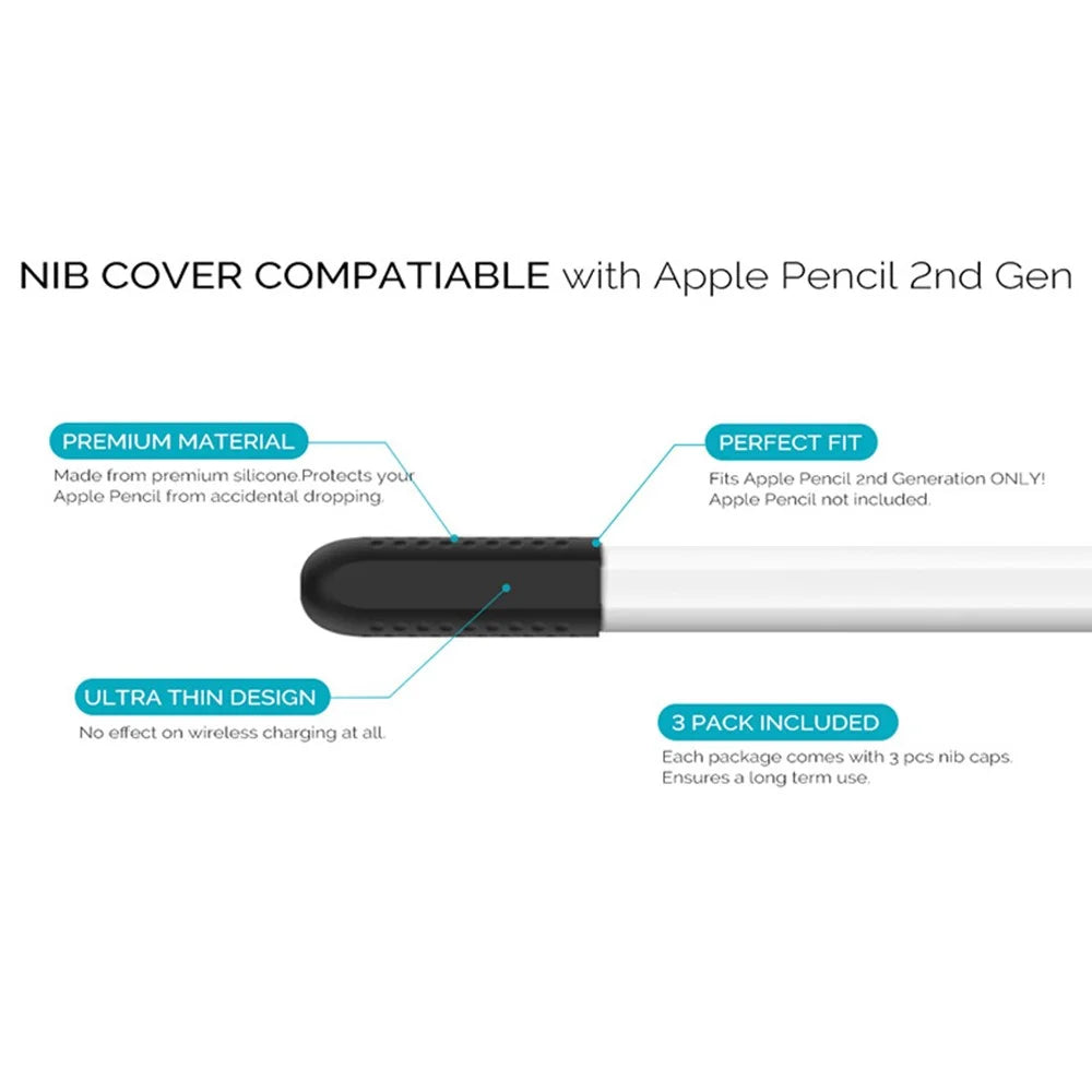 AHASTYLE PT92 For Apple Pencil (2nd Generation) / (1st Generation) Capacitive Stylus Nib Sleeve Silicone Protective Cover - Blackish Green - 6