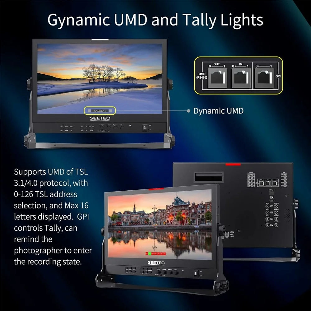 SEETEC ATEM156S 15.6 inch Broadcast Studio Monitor 4 SDI Multi-Source Display Professional Multi-Camera Monitoring - US Plug - 3