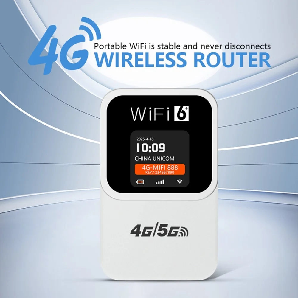 M31-E Portable 4G WiFi Router with Time and Date Display 300Mbps WiFi6 Mobile Hotspot SIM Card Compatible, Eurasian Version - White - 2