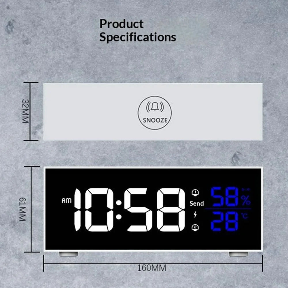 GS-8812 Multi-function Music Alarm Clock Mirror Display LED Digital Indoor Thermometer Hygrometer - White - 7