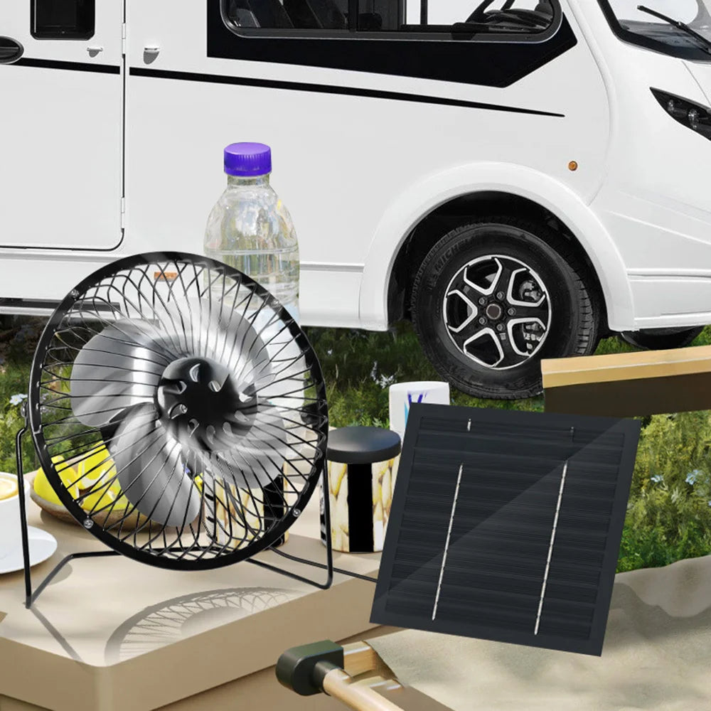 6 Inch Solar Powered Fan 360 Degree Rotatable Exhaust Fan with 8W Waterproof Solar Panel for Outdoor Camping - 5
