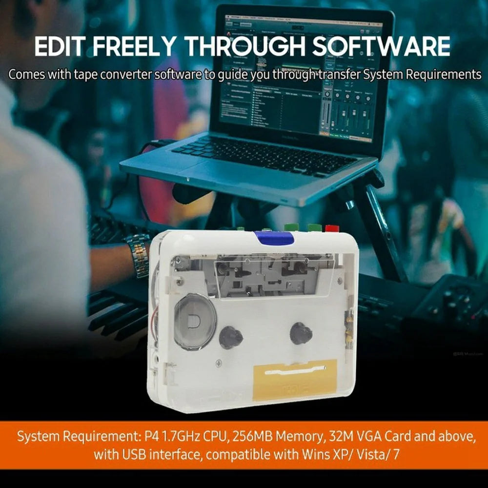 TON010S Cassette Tape to MP3 Converter Portable Cassette Player with 3.5mm Headphone Jack - 5