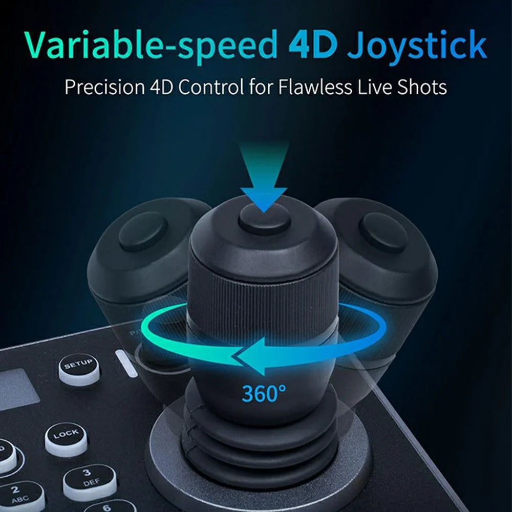 FEELWORLD KBC20N PTZ Camera Controller Joystick 4D Variable Speed with LCD Display Control Console - US Plug - 3