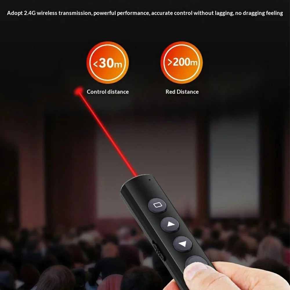 DM PT001S Wireless PPT Presentation Remote Control Pen Laser Pointer Hyperlink Function - Black - 4