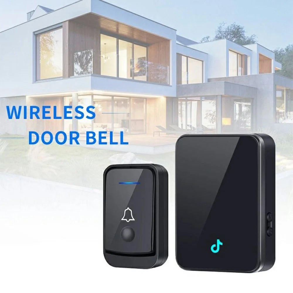 Q502 433MHz Wireless Doorbell with 2 Transmitters + 1 Receiver 45 Ringtones IP44 Waterproof Door Chime - Black - 2