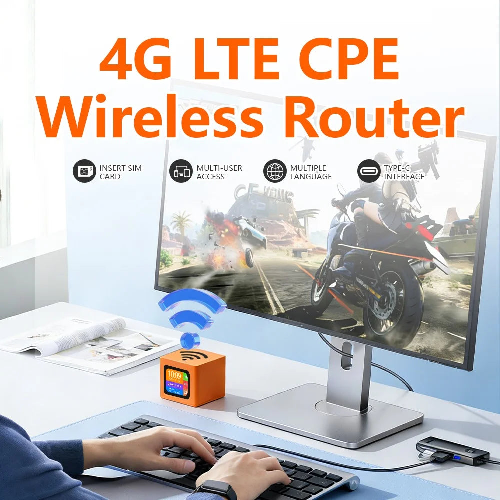 Q51-E 4G LTE WiFi 6 Router with 3000mAh Battery Color Display CPE Wireless Modem with SIM Card Slot and RJ45 Port - EU Plug - 2