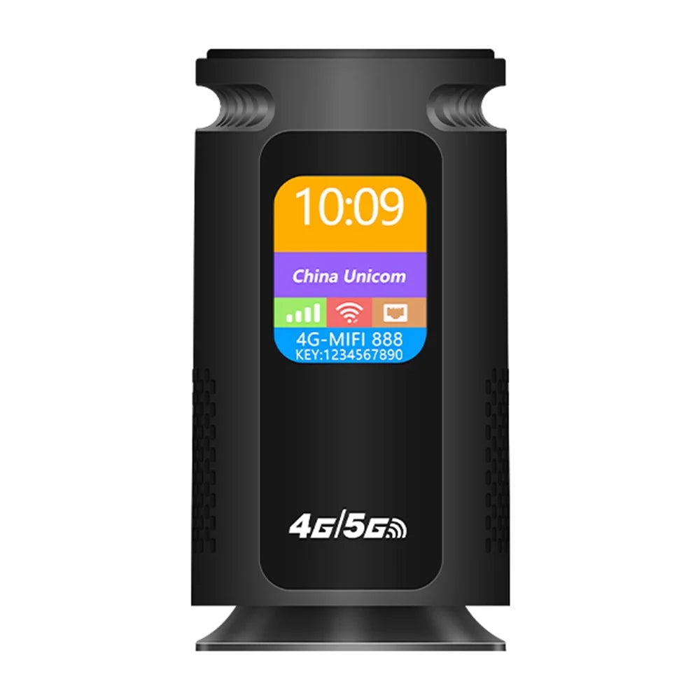 Q52-E 4G WiFi Router with 3000mAh Battery SIM Card Slot LCD Display WiFi 6 CPE 300Mbps Modem with RJ45 Port, Eurasian Version / Black - US Plug - 1