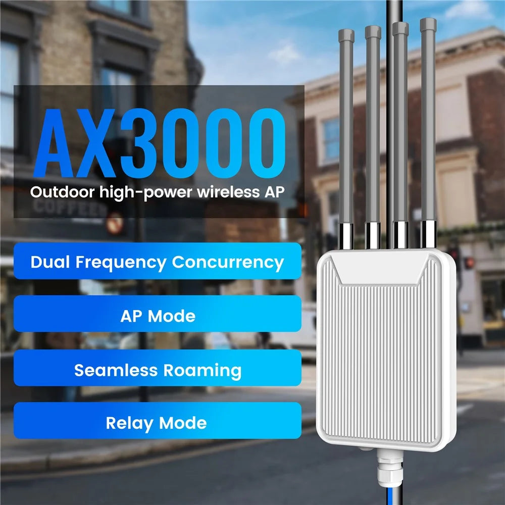 HW3000M 3000Mbps High Power Modem AX3000 Outdoor Wireless AP WiFi 6 Dual Band WiFi Router - US Plug - 2