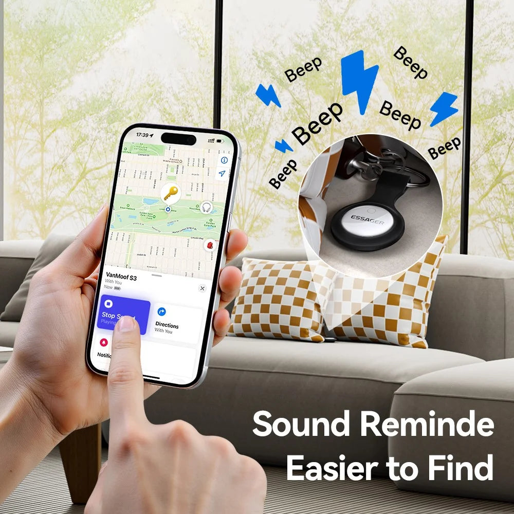 ESSAGER Smart Tag Tracker Anti-Lost Device Keys Bags Locator Compatible with Find My App - Black - 6