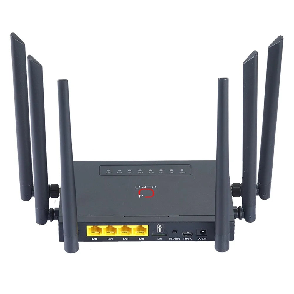 VEMO B628 4G LTE WiFi Router Cat.4 150Mbps 6 External Antennas Type-C Powered Global SIM Card Home Office Router - EU Plug - 3