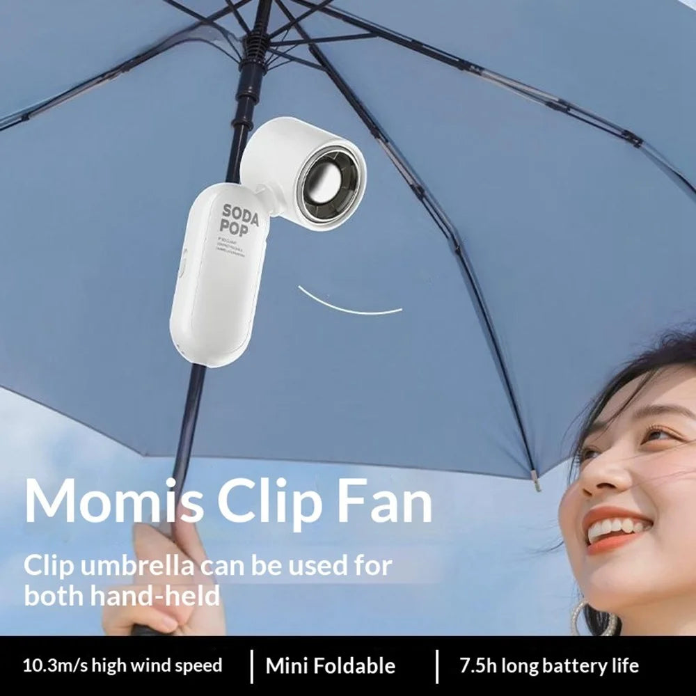 MOMAX IF22 1-Degree GO CLAMP Umbrella Clip Fan 2000mAh 5-Speed Foldable Mini Fan for Outdoor Cooling - White - 7