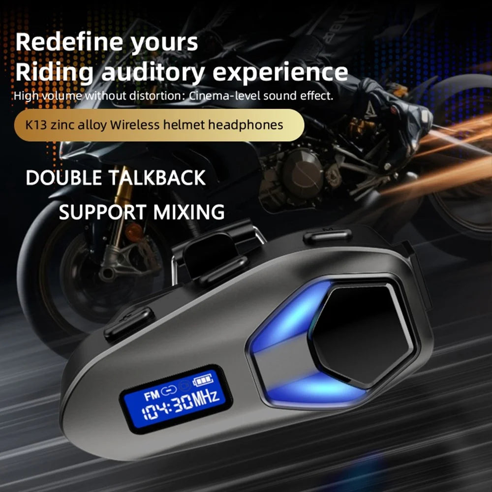 K13-2X Motorcycle Bluetooth-compatible Helmet Intercom Headset IP65 Waterproof 40H Battery Wireless Headphones for Riding - Black - 2