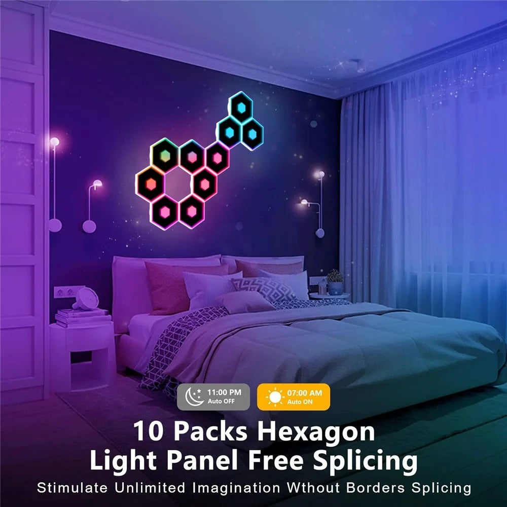G01 8Pcs Tuya WiFi Version Bluetooth-compatible Smart Hexagon Light Panels RGB LED Wall Lights App Control Music Sync Wall Lamp Panel Kit for Bedroom Gaming Room - 3