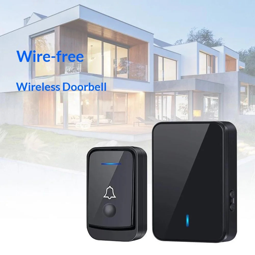 Q501 Wireless Doorbell 45 Ringtones 4 Volume Levels 150-200m Range Cordless Doorbell Kit, 1 Transmitter + 2 Receivers - Black - 2