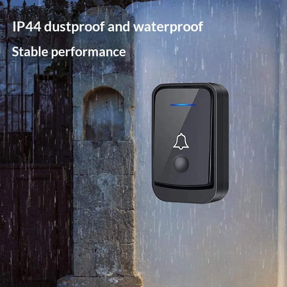 Q501 Wireless Doorbell 45 Ringtones 4 Volume Levels 150-200m Range Cordless Doorbell Kit, 1 Transmitter + 2 Receivers - Black - 7