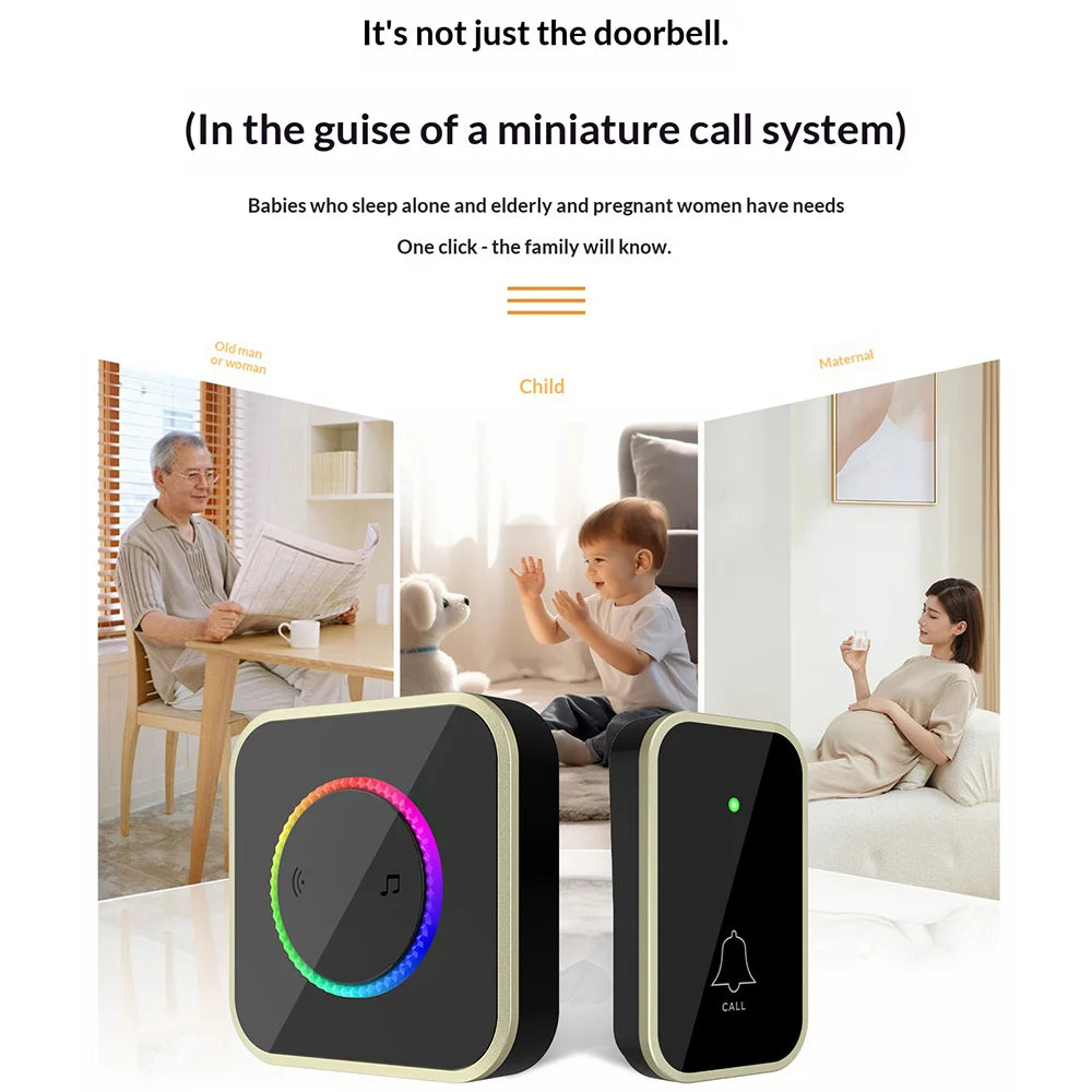 M488 433.92MHz Wireless Doorbell 150-200m Range 45 Ringtones Cordless Doorbell Kit, 2 Bells + 1 Transmitter - Black/EU Plug - 6
