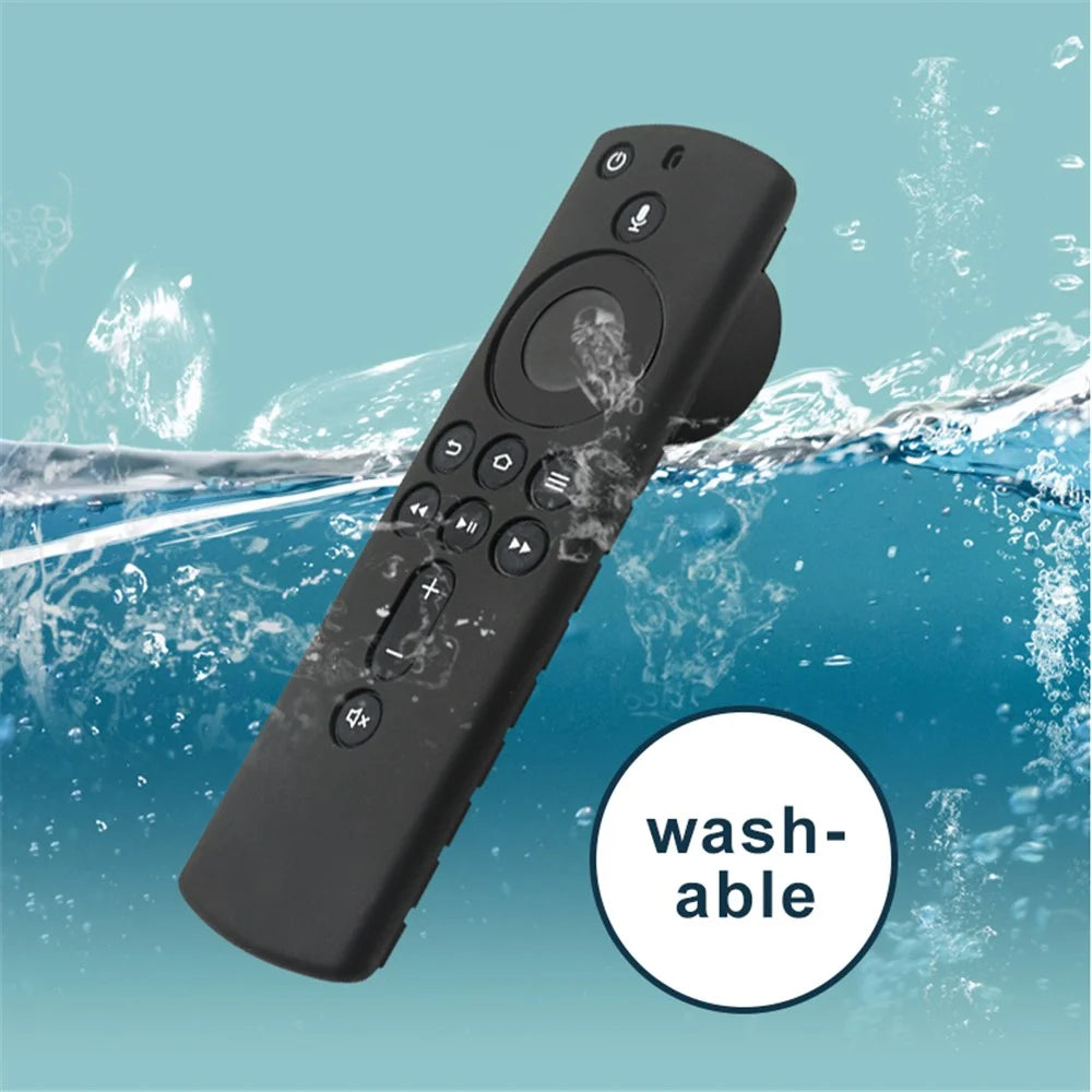 2-in-1 Remote Controller Bluetooth-compatible Tracker Silicone Protective Sleeve Cover for Apple AirTag Fire TV Stick 4K - Black - 2