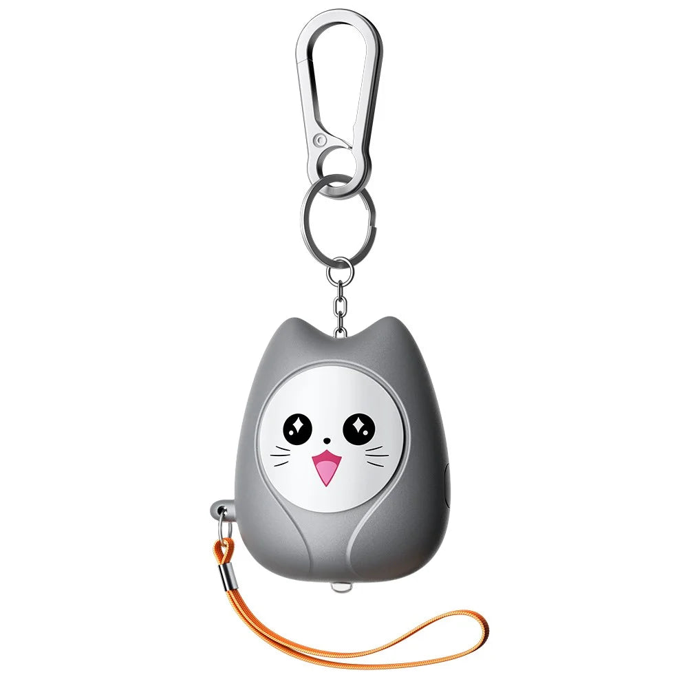 ESSAGER H7 Personal Safety Alarm 130dB Sound LED Flashlight Cartoon Cat Design Self Defense Alarm Device for Women Kids - Grey - 1