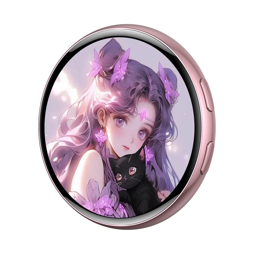 E01 1.7 Inch AI Smart Electronic Badge Bluetooth-compatible APP Anime Display Touch Screen Brooch Pin - Pink - 2