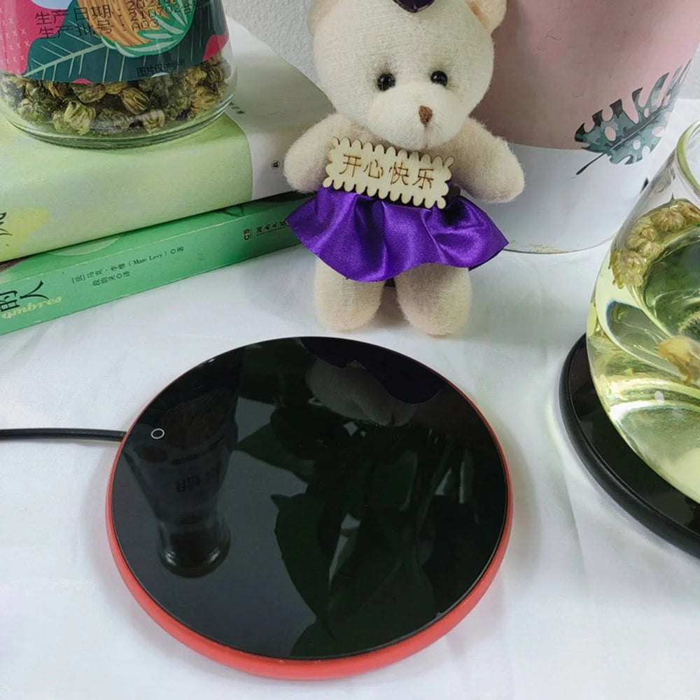 RY-008 USB Mug Warmer Cup Warmer Gravity Sensor 3-Level Temperature Control Coaster for Coffee Tea - Silver - 5