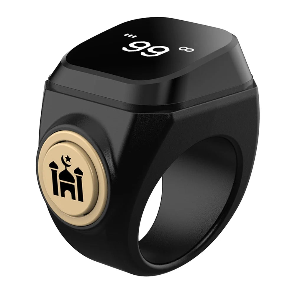 18mm Tasbih Zikr Smart Ring Bluetooth-compatible Digital Counter with Azan Alarm Prayer Reminder - Black - 1