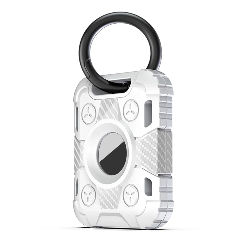 TPU Skin Armor Protective Case Anti-Lost Device with Ring Buckle for Apple AirTag Bluetooth-compatible Locator - White - 1